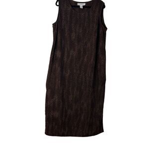 Maggie McNaughton dark brown leopard animal print column maxi dress 1X